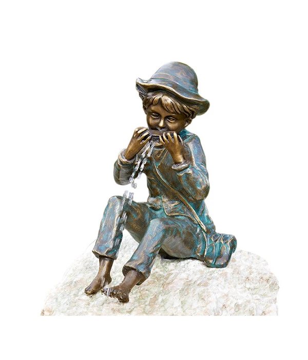 Rottenecker Bronzefigur Junge Til Mit Mundharmonika 3 Rottenecker Bronzefigur Junge Til Mit Mundharmonika