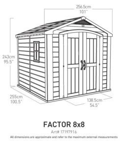 Keter Kunststoffgerätehaus Factor 8x8, Ca. B256,5/H243/T255 Cm -Gartenbedarfsgeschäft 3037959 WE BG 001 KeterGeraetehaus