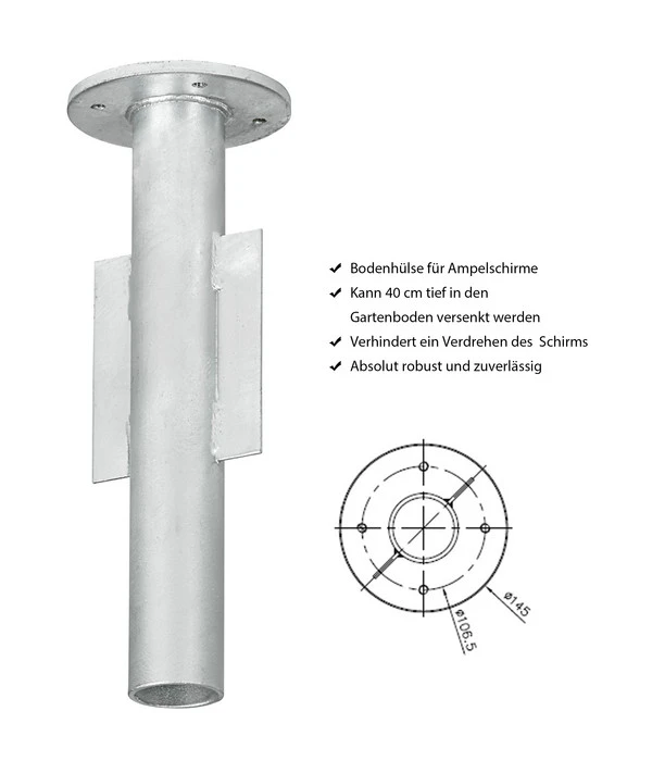 Dehner Bodenhülse Für Ampelschirme, Ø 14,5 X 40 Cm 4 Dehner Bodenhülse Für Ampelschirme, Ø 14,5 X 40 Cm – Bild 2