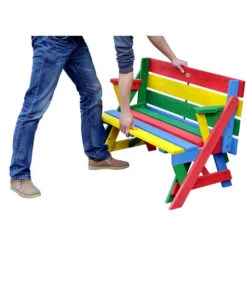 Habau Kinder Picknickbank Bunt, 100 X 50 X 62 Cm -Gartenbedarfsgeschäft 4031100 WE FS 003 KinderPicknickbank