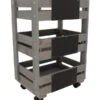 Holz-Trolley Mit 3 Behältern, Grau-braun, Ca. B37,6/H89,4/T28 Cm -Gartenbedarfsgeschäft 4299194 WE FS 001 Holz Trolleymit3BehaelternHolzkisteKraeuterkisteAufbewahrungskiste