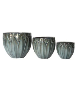 Dehner Keramik-Topf Kassandria, Rund, Grün-blau -Gartenbedarfsgeschäft 4429510 4429551 4429577 WE DE 001 DehnerKeramikTopf