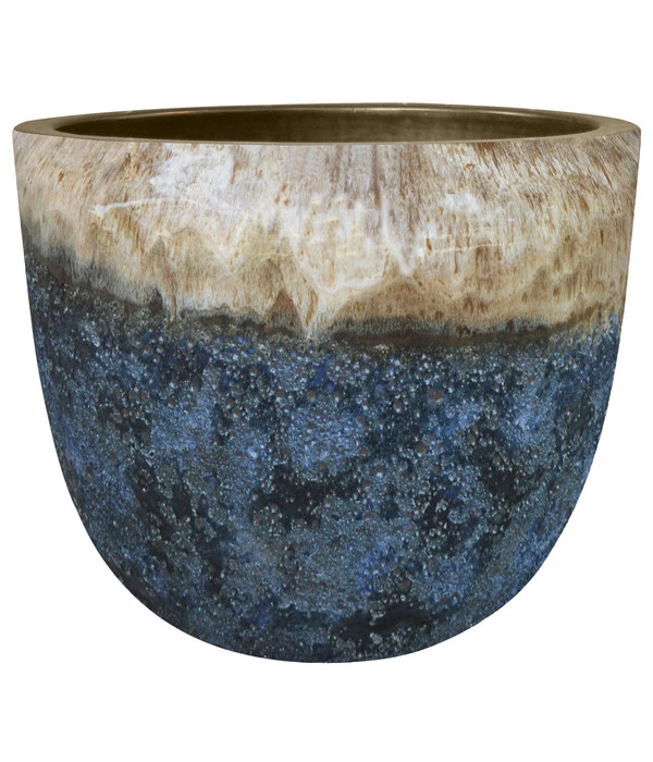 Dehner Keramik-Topf Mystras, Rund, Blau-braun 3 Dehner Keramik-Topf Mystras, Rund, Blau-braun