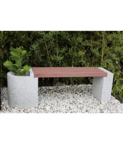 Dehner Granit-Gartenbank, Ca. B145/H45/T35 Cm, Grau/braun -Gartenbedarfsgeschäft 4451605 WE MO 001 DehnerGranitGartenBankMitWPCBepflanzkasten