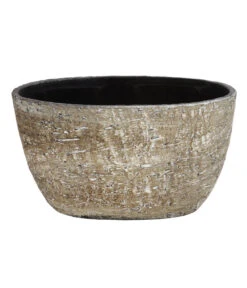 Dehner Keramik-Jardiniere Lana, Oval, Braun, Ca. B30/H17/15 Cm