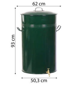 RENNER Metall-Regentonne Inkl. Gelochtem Deckel, 150 L, Dunkelgrün -Gartenbedarfsgeschäft 6609457 WE BG 001 RegenwasserSammeltonnemitgelochtemDeckelca150l