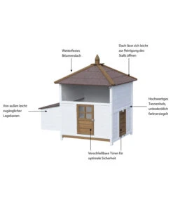 Dehner Hühnerstall Florenz, Weiß/braun, Ca. B122,3/H120,7/T91,7 Cm -Gartenbedarfsgeschäft 6632111 WE IG 001 MQHuehnerstallFlorenzWeiss