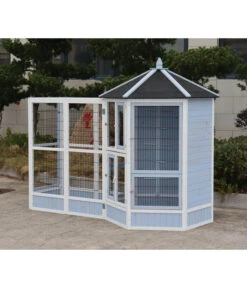 Dehner Vogelgehege Santorini, Weiß/blau, Ca. B116,4/H136/T60 Cm -Gartenbedarfsgeschäft 6640585 6941041 6941058 WE MO 002 MQVHSantoriniGehege