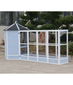 Dehner Vogelgehege Santorini, Weiß/blau, Ca. B116,4/H136/T60 Cm -Gartenbedarfsgeschäft 6640585 6941041 6941058 WE MO 005 MQVHSantoriniGehege