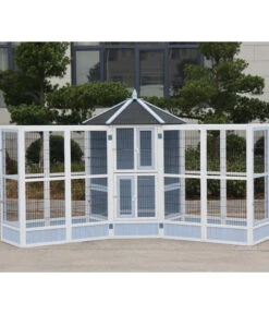 Dehner Vogelgehege Santorini, Weiß/blau, Ca. B116,4/H136/T60 Cm -Gartenbedarfsgeschäft 6640585 6941041 6941058 WE MO 007 MQVHSantoriniGehege