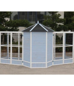 Dehner Vogelvoliere Santorini, Weiß/blau, Ca. Ø132/H180 Cm -Gartenbedarfsgeschäft 6640585 6941041 6941058 WE MO 008 MQVHSantoriniGehege 1