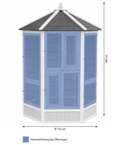 Dehner Vogelvoliere Santorini, Weiß/blau, Ca. Ø132/H180 Cm -Gartenbedarfsgeschäft 6640585 6941058 WE BG 001 MQVoliereSantoriniHellblauWeissGraustufe
