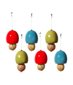 LUXUS-VOGELHAUS Meisenknödelhalter 6er-Set, Rot/grün/blau, Ca. Ø9,5/H9,5 Cm