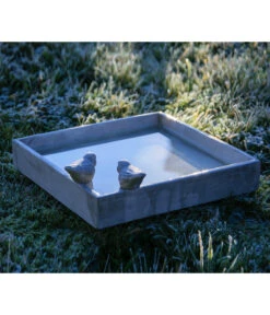 Dobar® Wildlife Vogeltränke Carré, Keramik, Grau, Ca. B29/H5/T29 Cm -Gartenbedarfsgeschäft 6689210 WE MO 002 DobarWVEdleVogeltraenkeCarre