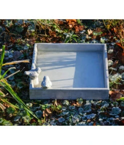 Dobar® Wildlife Vogeltränke Carré, Keramik, Grau, Ca. B29/H5/T29 Cm -Gartenbedarfsgeschäft 6689210 WE MO 003 DobarWVEdleVogeltraenkeCarre