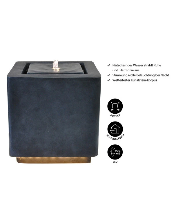 Dehner Polyresin-Gartenbrunnen Praca Mit LED-Beleuchtung, Quadratisch 6 Dehner Polyresin-Gartenbrunnen Praca Mit LED-Beleuchtung, Quadratisch – Bild 4