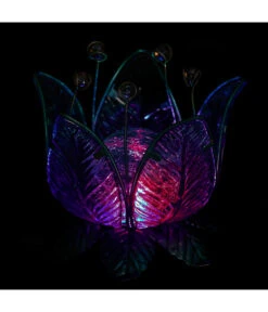 Dehner Solar-Lotus, Ca. Ø18/H17 Cm -Gartenbedarfsgeschäft 6868855 WE MO 002 DehnerSolarLotusBlueGlassRot