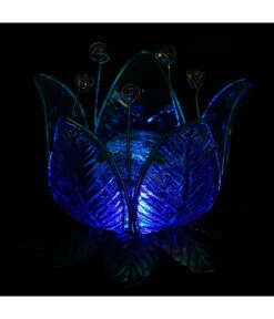 Dehner Solar-Lotus, Ca. Ø18/H17 Cm -Gartenbedarfsgeschäft 6868855 WE MO 003 DehnerSolarLotusBlueGlass
