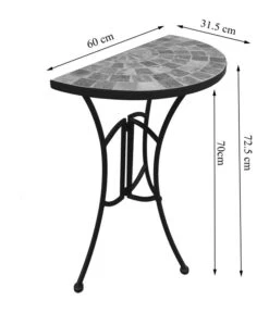 Dehner Mosaiktisch Grazia Halbrund, Ca. B60/H72,5/T31,5 Cm -Gartenbedarfsgeschäft 6875132 WE DE 001 TischhalbrundGraziaSkizze