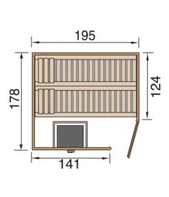 Weka Sauna Turku Mit Glastür Inkl. Ofen, Ca. B195/H205/T178 Cm -Gartenbedarfsgeschäft 6914535 WE DE 001 WekaSaunaTurkuGrundriss