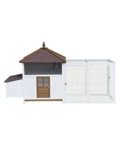 Dehner Hühnerstall Florenz, Weiß/braun, Ca. B122,3/H120,7/T91,7 Cm -Gartenbedarfsgeschäft 6919625 6919609 6919617 WE FS 001 MQHuehnerSetFlorenzStallFreilaufWeiss 1