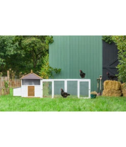 Dehner Hühnerstall Florenz, Weiß/braun, Ca. B122,3/H120,7/T91,7 Cm -Gartenbedarfsgeschäft 6919625 6919609 6919617 WE MO 006 DehnerMarkenqualitaetHuehnerstallFlorenzFreigehege 1