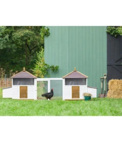 Dehner Hühnerstall Florenz, Weiß/braun, Ca. B122,3/H120,7/T91,7 Cm -Gartenbedarfsgeschäft 6919625 6919609 6919617 WE MO 014 DehnerMarkenqualitaetHuehnerstallFlorenzFreigehege 1
