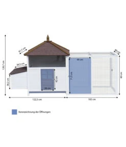 Dehner Hühnerstall Florenz Mit Freilauf, Weiß/braun, Ca. B224,3/H120,7/T91,7 Cm -Gartenbedarfsgeschäft 6919625 WE BG 001 MQHuehnerSetFlorenzStallFreilaufWeiss