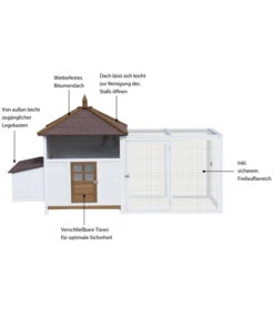 Dehner Hühnerstall Florenz Mit Freilauf, Weiß/braun, Ca. B224,3/H120,7/T91,7 Cm -Gartenbedarfsgeschäft 6919625 WE IG 001 MQHuehnerSetFlorenzStallFreilaufWeiss