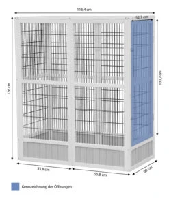 Dehner Vogelgehege Santorini, Weiß/blau, Ca. B116,4/H136/T60 Cm -Gartenbedarfsgeschäft 6941041 6941058 WE BG 001 MQVogelGehegeSantoriniHellblauWeisss