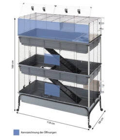 Ferplast Nagerheim Rabbit 120 Tris, Grau, Ca. B118/H166/T58 Cm -Gartenbedarfsgeschäft 6953178 WE BG 001 FerplastNagerKRabbit120TrisM